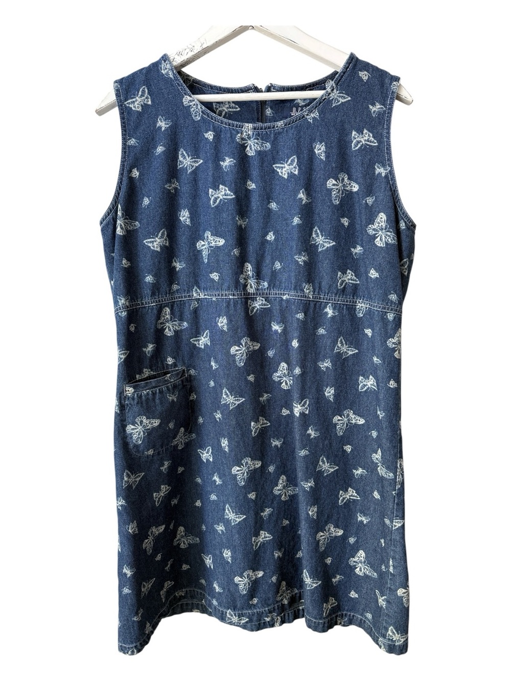 D.P.S. New York Butterfly Print Denim Dress Size L